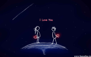 Couple hill sky star message - a drawing free wallpaper