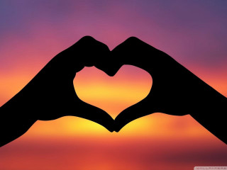 Hands heart sunset pink purple 3 - a heart shape free wallpaper