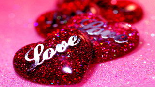 Three hearts love pink background 6 - glitter free wallpaper