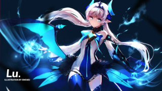 Anime blue hair white hair - luminous free wallpaper