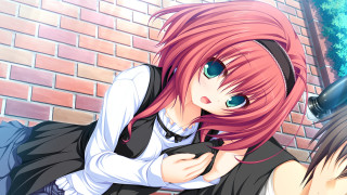 Pink haired girl brick wall 2 - leaning free wallpaper for desktop