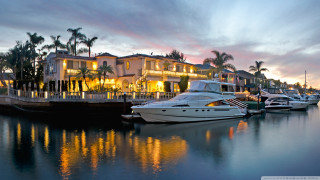 Boat marina dusk house palm - a marina free wallpaper