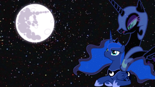 Blue pony moon sky stars - a cartoon picture free wallpaper for desktop