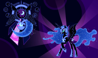 Cartoon pony clock purple background - night sky free wallpaper