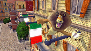 Lion jumping railing city street - coppo di marcovaldo free wallpaper
