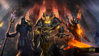 Demonic creatures fire filled sky - splash art free wallpaper for desktop