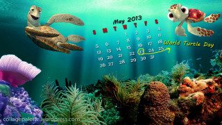 Calendar turtle ocean coral seaweed - surrealism free wallpaper