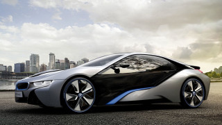 Futuristic car cityscape river cloudy - a futuristic car free wallpaper for desktop