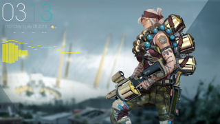 Man gun futuristic environment mountains - 8 k concept art free wallpaper