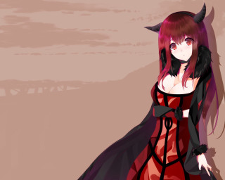 Woman red black dress horns - horn free wallpaper for desktop