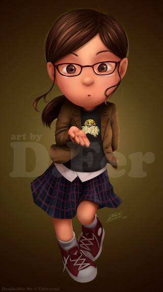 Cartoon girl glasses brown background - araceli gilbert free wallpaper for mobile