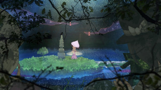 Cartoon girl umbrella rain cat - an umbrella in the rain free wallpaper