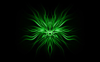 Green flower black background center - a green flower free wallpaper