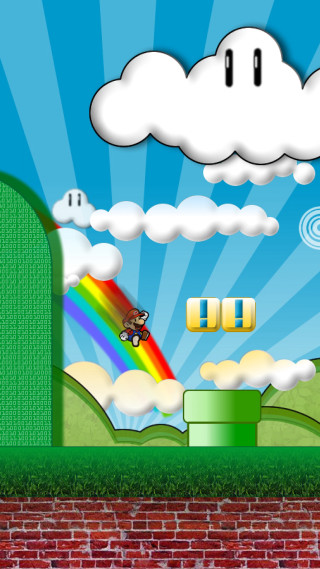 Rainbow clouds bike person building - free gaming wallpaper for mobile