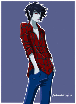 Man red shirt blue pants - his hands in his pockets free wallpaper