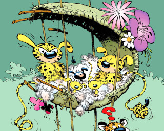 Cartoon animals swing flower cat - a swing free wallpaper