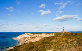 Lighthouse cliff ocean beach blue 2 - the ocean and a beach free wallpaper