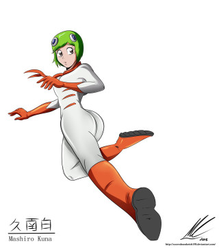 Cartoon character running helmet green - eizan kikukawa free wallpaper for tablet