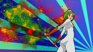 Woman white dress sword colorful - gutai group free wallpaper for desktop
