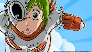 Cartoon man green hair suit - his fist free wallpaper
