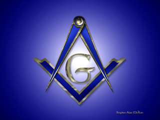 Masonic symbol blue background gold - occult free wallpaper