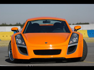 Bright orange sports car yellow 2 - the street in front free wallpaper
