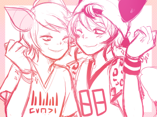 Anime characters hugging balloon background - love free wallpaper for desktop