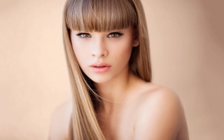 Woman blonde hair pink background 2 - her long hair free wallpaper