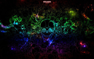 Colorful wall skull neon light 2 - a skull free wallpaper for desktop
