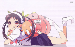 Girl laying ground backpack cat - her back and a cat free wallpaper