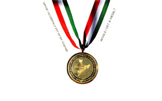 Medal with ribbon front inscription - gold free wallpaper