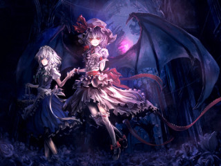 Anime characters dark room dragon - official art free wallpaper for desktop