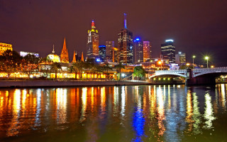 City skyline night bridge lights 4 - bob thompson free wallpaper for desktop
