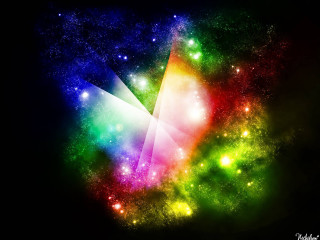 Colorful space theme stars butterfly - volumetric free wallpaper