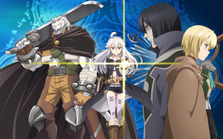 Anime characters swords blue background 2 - their hand free wallpaper for desktop