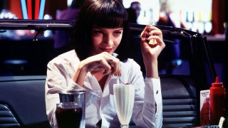 Woman sitting table drink cigarette 2 - her hand and a cigarette free wallpaper