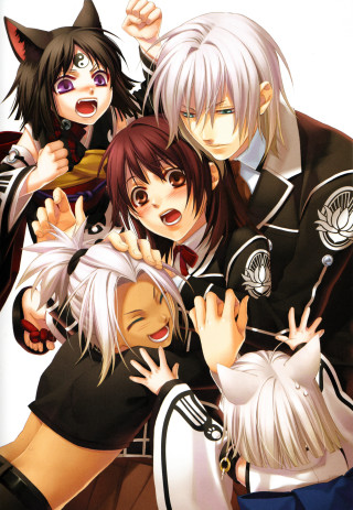 Anime characters group pose hands - their eye free wallpaper