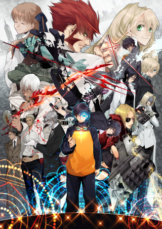 Anime characters fireworks stars background - visual free wallpaper for mobile