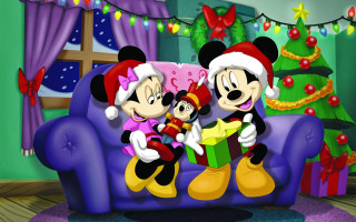 Mickey mouse couple couch christmas 2 - a storybook illustration free wallpaper