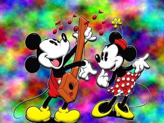 Mickey mouses playing guitar colorful - above them free wallpaper