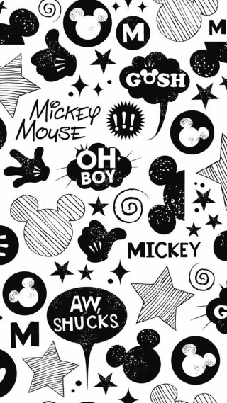 Mickey mouse black white pattern - print free wallpaper for mobile