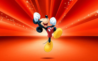 Mickey mouse flying red background - the air free wallpaper