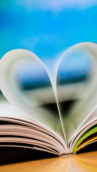 Book heart pages blue sky - a book free wallpaper for mobile