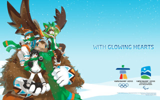 Group people snow mascot banner - olympic free wallpaper