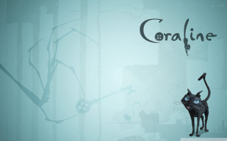 Black cat blue wall coraline - a blue wall free wallpaper