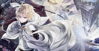 Man white outfit sword ship - polar free wallpaper