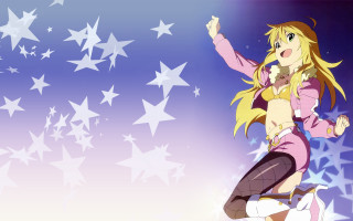 Blonde girl pink top skirt - a blonde free wallpaper