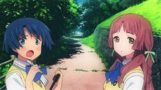 Anime girls road trees school - kyoto animation free wallpaper