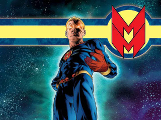 Man blue suit space background - a space background free wallpaper