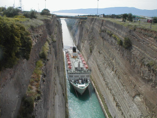 Large boat narrow canal waterway - a bridge free wallpaper